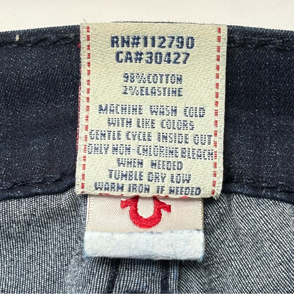 True Religion Casey Steel Panel Studded Skinny Jeans 27 USA Dark Wash RARE - Picture 13 of 14